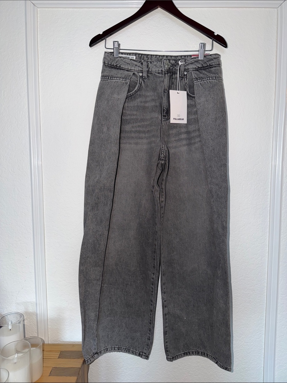 New Pull&Bear Women's Straight Leg Jeans - Washed Gray